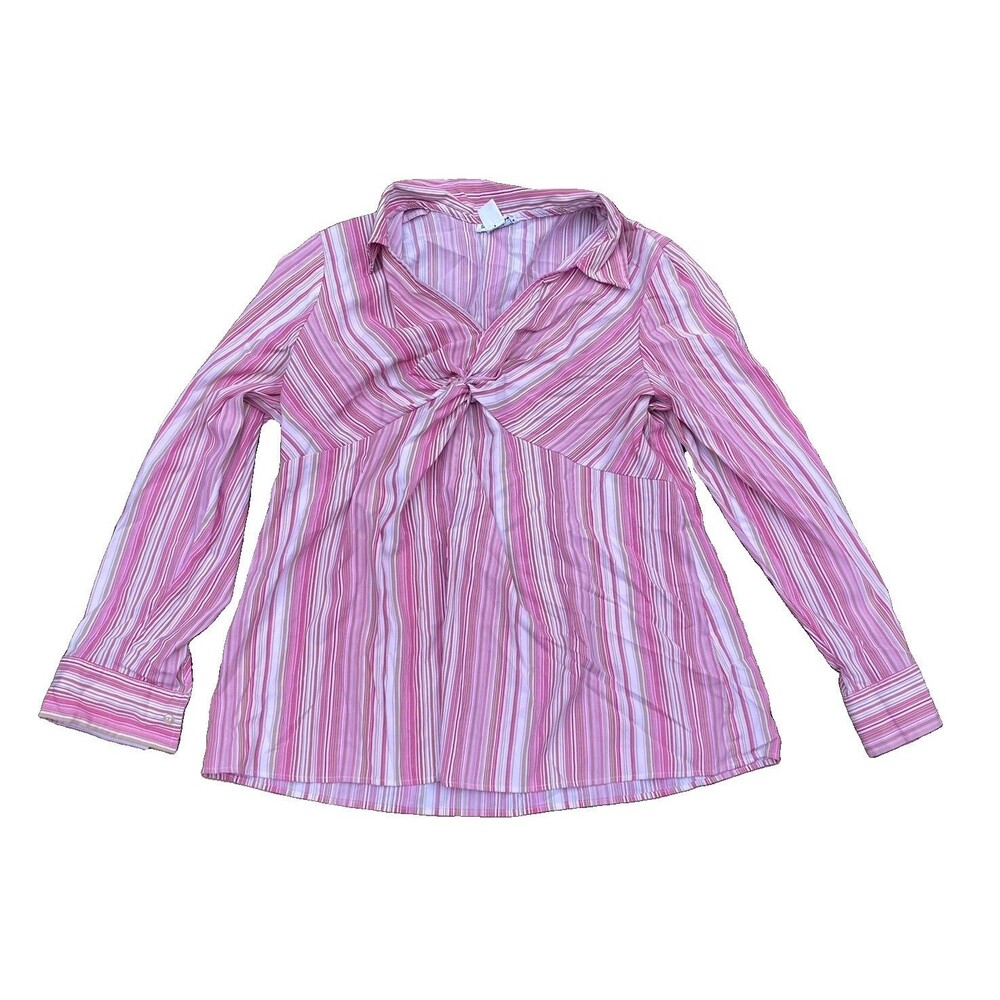 Motherhood Maternity Long Sleeve Shirt Top Women’s Size XL Pink Stripe Vneck